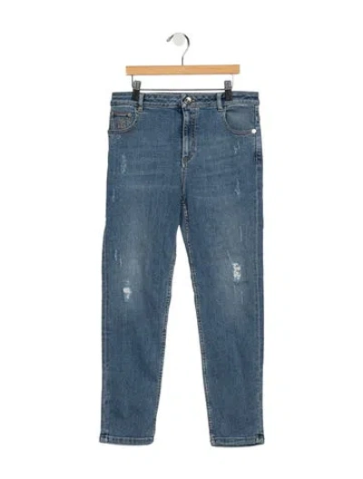 Pre-owned Brunello Cucinelli Kids' Boys Distressed Accented Jeans In Blue