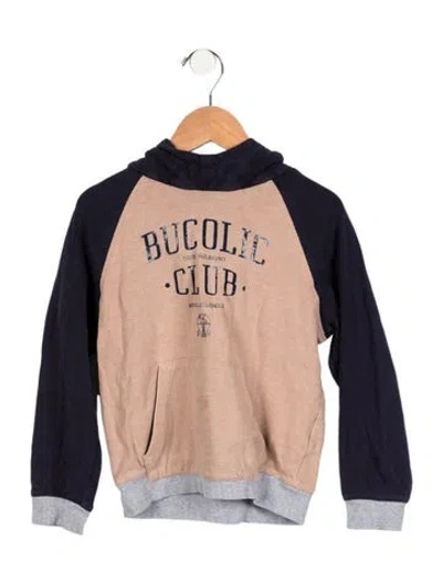 Pre-owned Brunello Cucinelli Kids' Boys' Graphic Print Pullover Hoodie In Neutrals