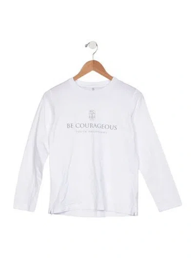 Pre-owned Brunello Cucinelli Kids' Boys Pattern Printed Long Sleeve Shirt In White