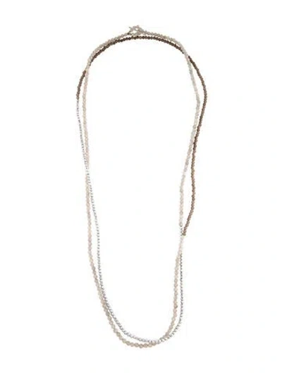 Pre-owned Brunello Cucinelli Braded Strand Collar Necklace, 62" In Grey