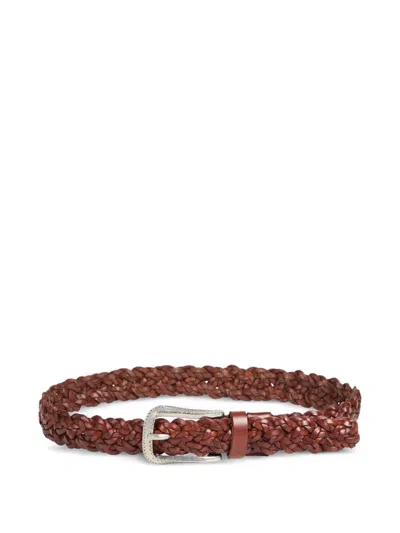 Brunello Cucinelli Kids' Braided Belt In Brown