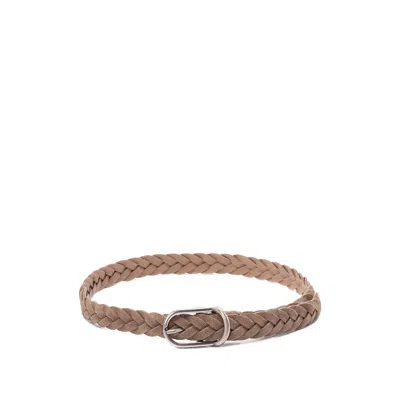 Brunello Cucinelli 3cm Woven Suede Belt In Brown