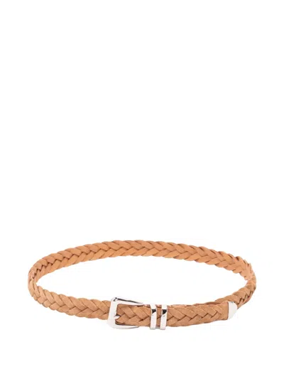 Brunello Cucinelli Calfskin Belt In Brown