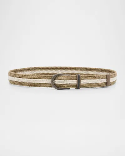 Brunello Cucinelli Braided Belt With Monili Trim In Brown