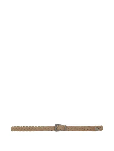 Brunello Cucinelli Braided Buckle Belt In Neutral