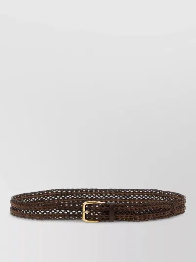 Brunello Cucinelli Braided Calf Leather Belt Adjustable Design In Brown