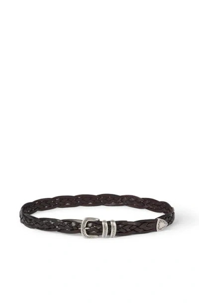 Brunello Cucinelli Braided Calfskin Belt In Black