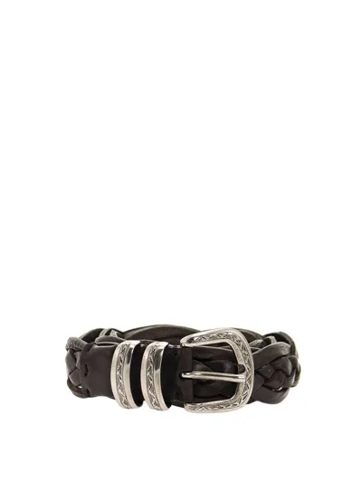 Brunello Cucinelli Braided Calfskin Belt In White