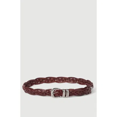 Brunello Cucinelli Braided Calfskin Belt With Detailed Buckle And Tip In Brown