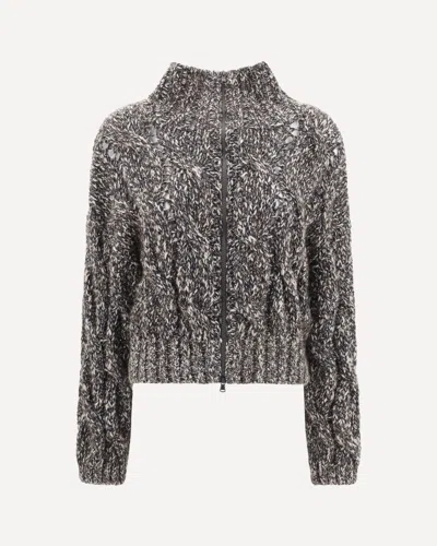 Brunello Cucinelli Braided Cardigan In Gray