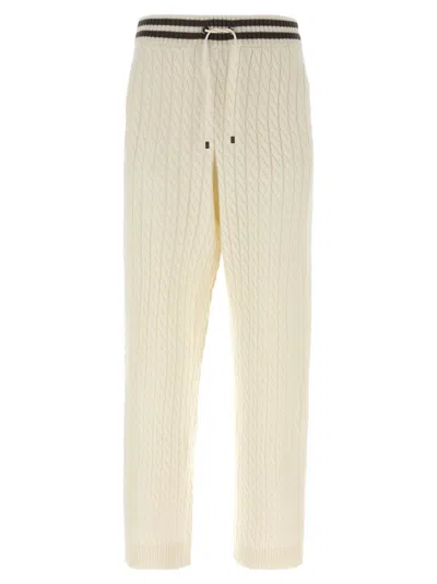 Brunello Cucinelli Braided Cashmere Pants White