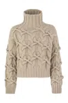 Brunello Cucinelli Braided High-necked Cashmere Sweater In Neutral