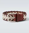 Brunello Cucinelli Braided Leather And Canvas Belt In Brown