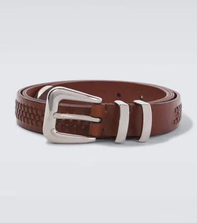 Brunello Cucinelli Braided Leather Belt In Brown