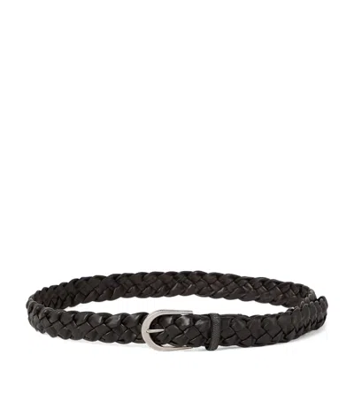 Brunello Cucinelli Braided Leather Belt In Black