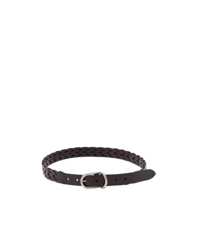Brunello Cucinelli Braided Leather Belt In Black