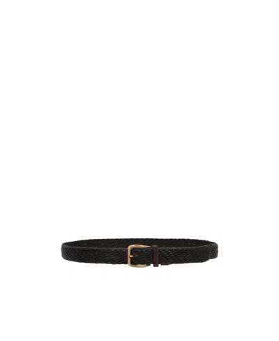 Brunello Cucinelli Braided Leather Belt In Black