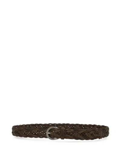 Brunello Cucinelli Braided Leather Belt In Brown