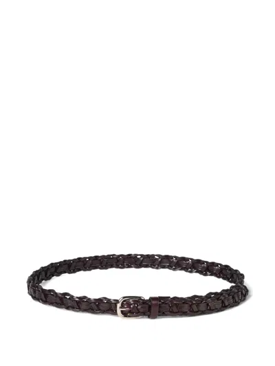 Brunello Cucinelli Braided Leather Belt In Brown