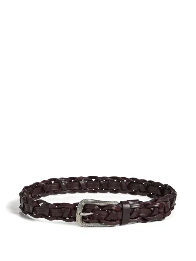 Brunello Cucinelli Kids' Braided Leather Belt In Brown