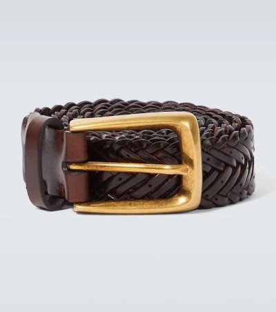Brunello Cucinelli Braided Leather Belt In Brown