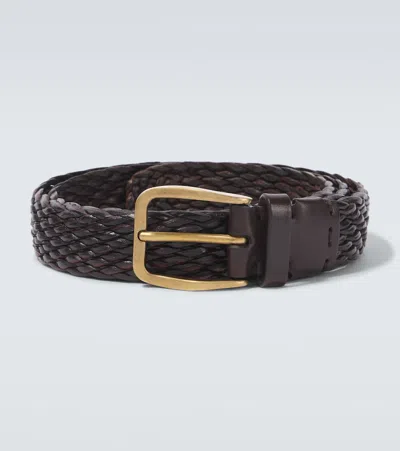 Brunello Cucinelli Braided Leather Belt In Brown