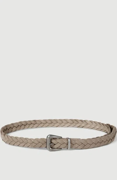 Brunello Cucinelli Braided Leather Belt With Monili In Brown