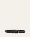 Brunello Cucinelli Braided Leather Skinny Belt In Black