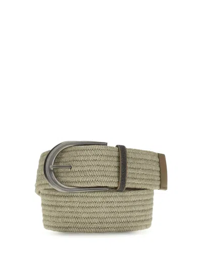 Brunello Cucinelli Braided Linen Belt In Beige