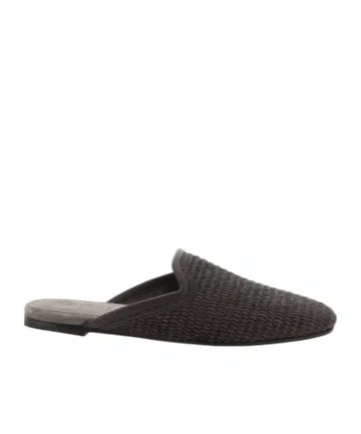 Brunello Cucinelli Braided Slip-on Mules In Black