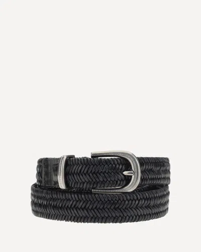 BRUNELLO CUCINELLI BRAIDED STRETCH LEATHER BELT