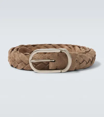 Brunello Cucinelli Braided Suede Belt In Brown