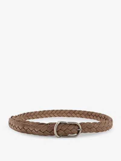 Brunello Cucinelli Braided Suede Belt In Brown