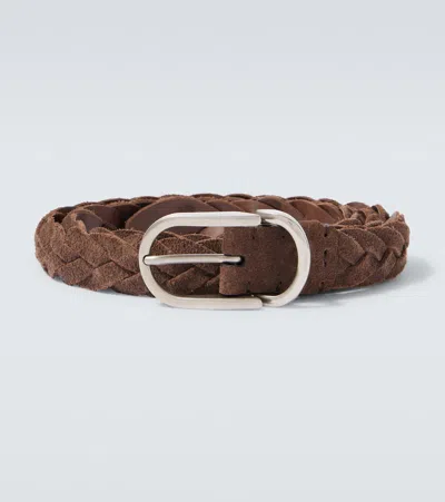 Brunello Cucinelli Braided Suede Belt In Brown