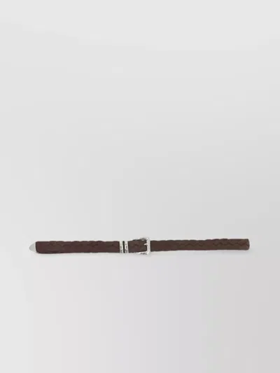 Brunello Cucinelli Braided Suede Belt Diamond-tip Detail In Brown