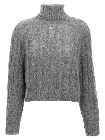Brunello Cucinelli Braided Sweater In Gray