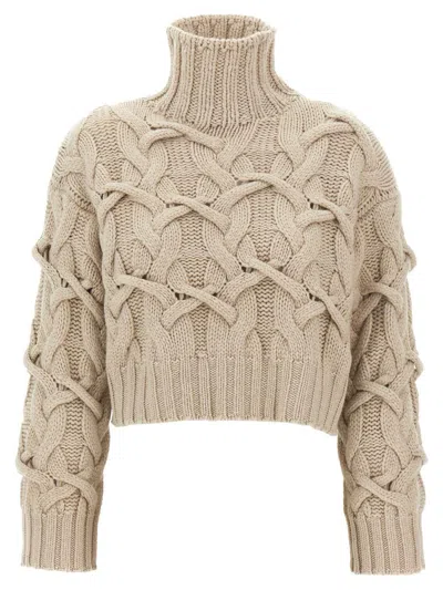 Brunello Cucinelli Braided Sweater In Neutral