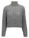 Brunello Cucinelli Braided Sweater In Gray