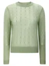 Brunello Cucinelli Mohair And Wool Cable Knit Sweater In Green