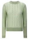 Brunello Cucinelli Mohair And Wool Cable Knit Sweater In Green