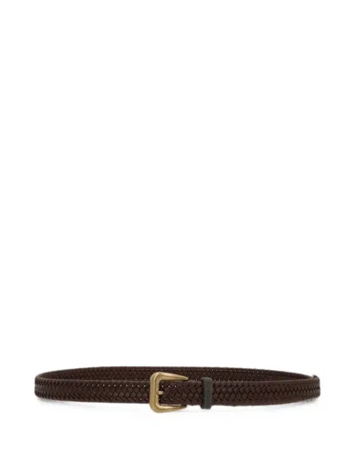 Brunello Cucinelli Braided-leather Belt In Brown