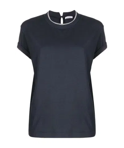 BRUNELLO CUCINELLI BRUNELLO CUCINELLI BEAD EMBELLISHED CREWNECK T-SHIRT