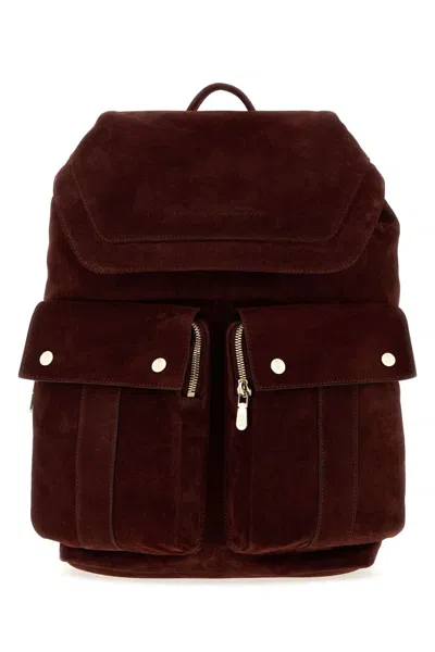 Brunello Cucinelli Brick Suede Backpack In Red