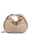 Brunello Cucinelli Brioche Hobo Bag In Soft Leather With Precious Chain In Beige