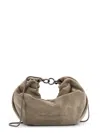 Brunello Cucinelli Brioche Hobo Bag In Suede With Precious Chain In Grey