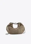 Brunello Cucinelli Brioche Hobo Bag In Suede With Precious Chain