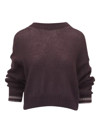 Brunello Cucinelli Metallic-trimmed Cashmere Sweater In Brown