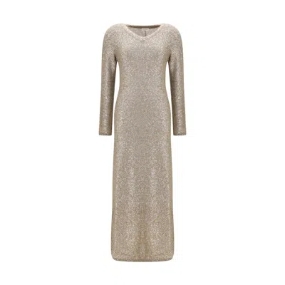 Brunello Cucinelli Brown Acetate Casual Dress In Metallic