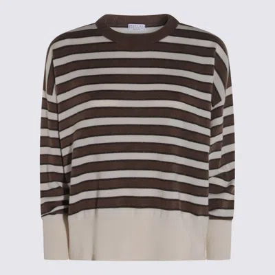 Brunello Cucinelli Brown And Beige Wool Knitwear