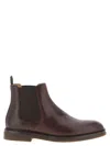 Brunello Cucinelli Leather Ankle Boots In Brown